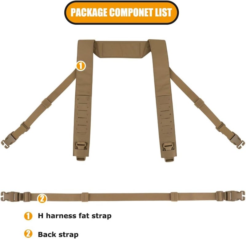 KRYDEX Laser Cut Shoulder Strap H Harness and Back Strap with Quick Release Buckles for MK3 MK4 MK5 Chest Rig - Image 4